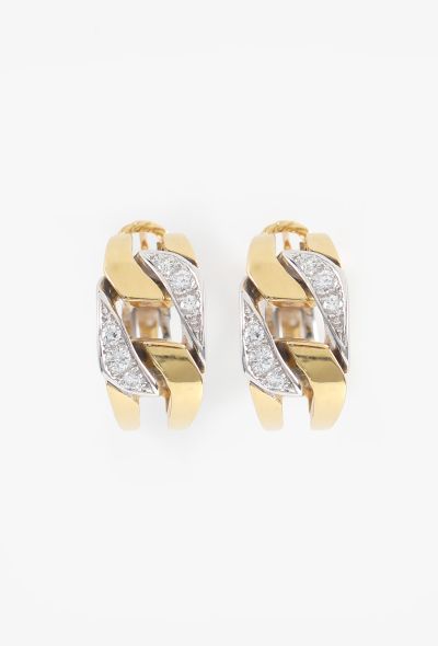 Boucheron 18K Gold & Diamond Gourmette Earrings, 1980s - 1