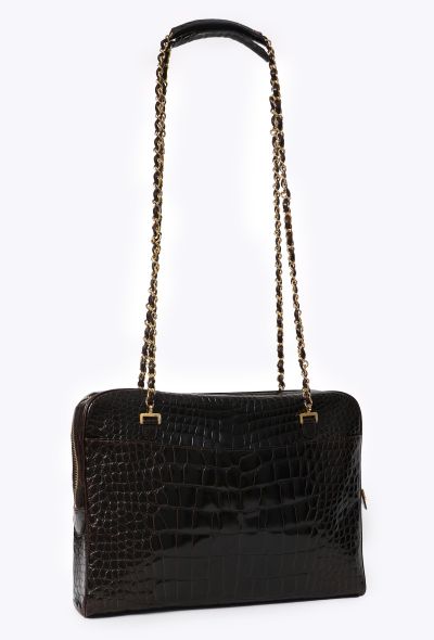 Chanel Vintage Brown Alligator Maxi Camera Bag - 2