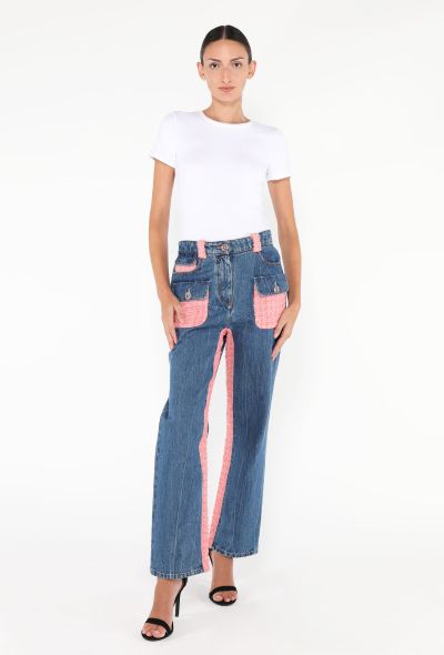 Chanel Resort 2021 Tweed Trim 'CC' Jeans - Blue & Pink - 1 Chanel Resort 2021 Tweed Trim 'CC' Jeans - Blue & Pink - 1