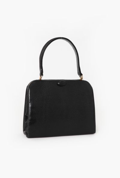 '60s Black Lizard Top Handle Bag - 2
