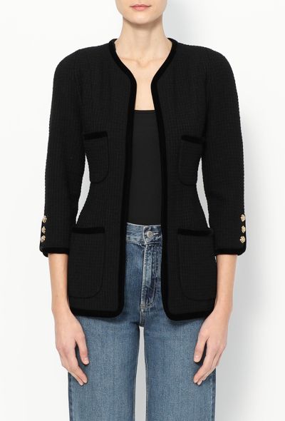 Chanel '90s Velvet Trim Bouclé Jacket - 1 Chanel '90s Velvet Trim Bouclé Jacket - 1