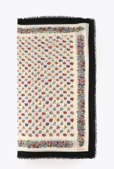 Gucci Floral Frayed Trim Shawl - 1