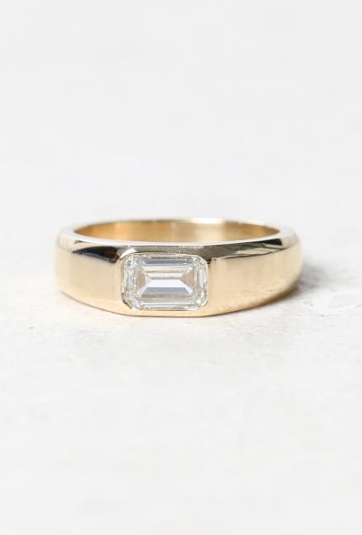                                         18k Yellow Gold & Emerald-Cut Diamond Ring-1