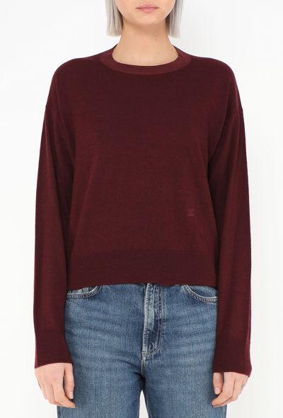 Céline Burgundy Knit Triomphe Pullover - 1