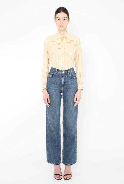 Céline Vintage Striped Silk Lavallière Blouse - 2 Céline Vintage Striped Silk Lavallière Blouse - 2
