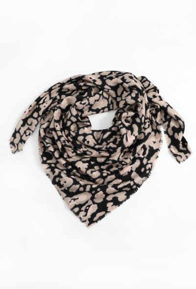 Christian Dior Leopard Silk & Cashmere Scarf - 1