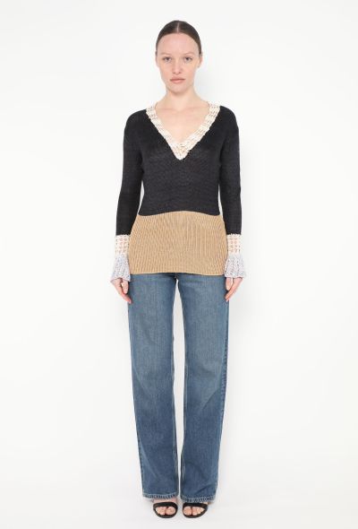 Rodarte Crochet Trim Silk Sweater - 2 Rodarte Crochet Trim Silk Sweater - 2