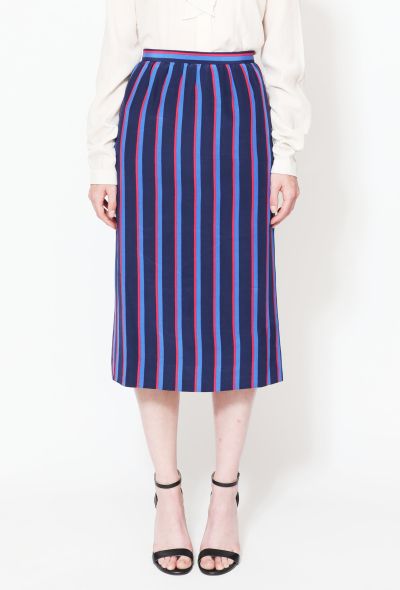                                         Vintage Striped High-Waisted Silk Skirt -2