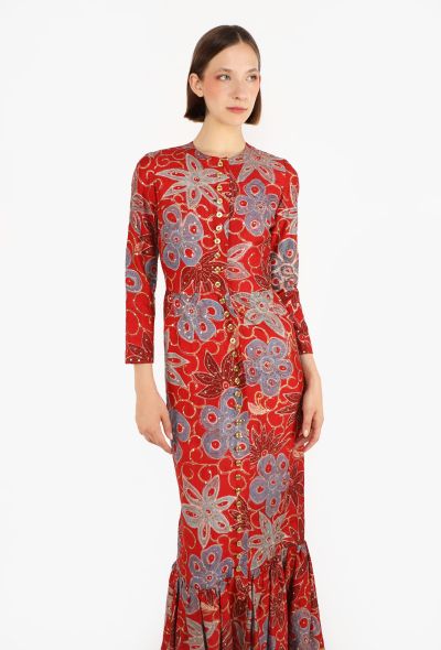 Lanvin Hand-Embroidered Dupion Silk Gown, 1970s - 2
