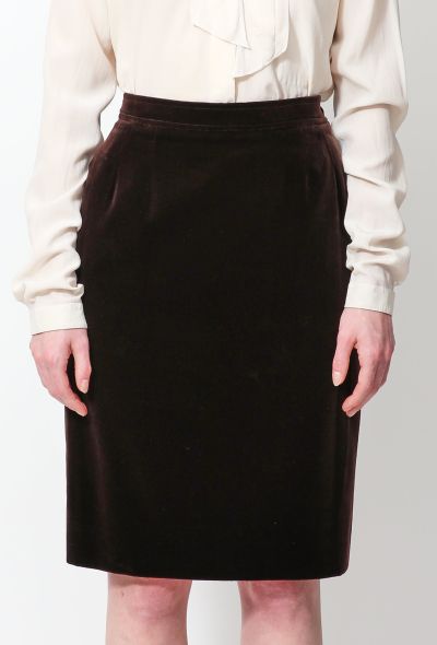                                         Vintage Chocolate Velvet Pencil Skirt-2
