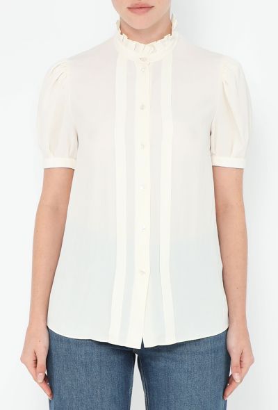 Céline 2020 Silk Ruffled Trim Blouse - 1 Céline 2020 Silk Ruffled Trim Blouse - 1