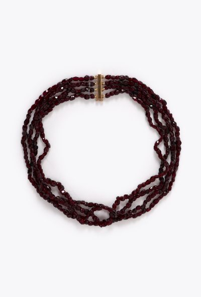 Vintage Fine Jewelry 18k Yellow Gold & Almandine Choker Necklace - 2 Vintage Fine Jewelry 18k Yellow Gold & Almandine Choker Necklace - 2