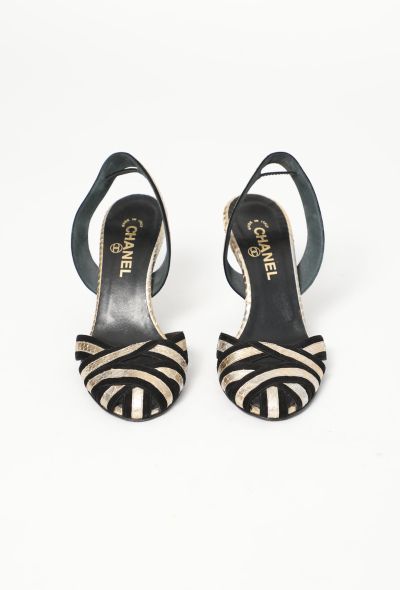 Chanel Metallic Python Slingback Heels - 2 Chanel Metallic Python Slingback Heels - 2