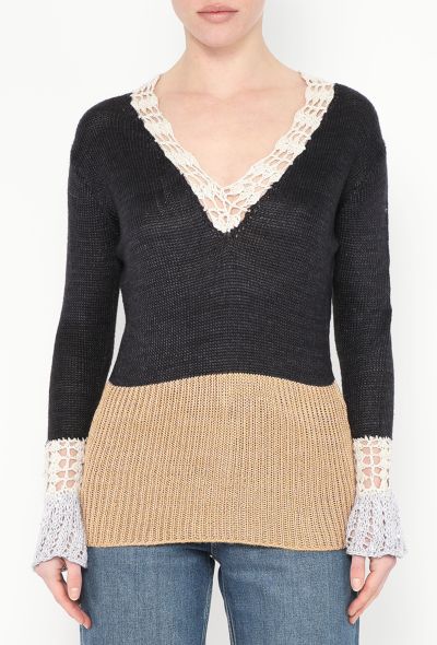 Rodarte Crochet Trim Silk Sweater - 1 Rodarte Crochet Trim Silk Sweater - 1