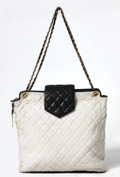 Chanel '90s Canvas Quilted Tote Bag - 2