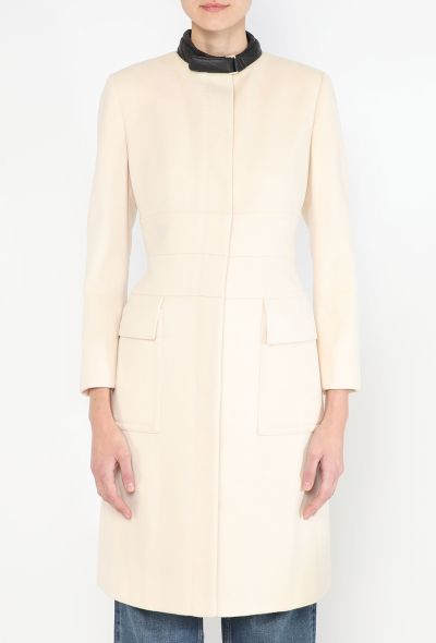 Gucci '90s Leather Trim Cashmere Coat - 2