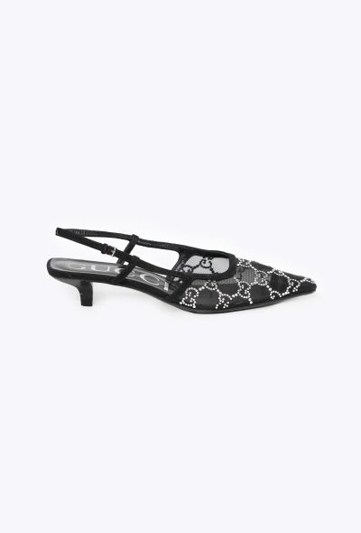 Gucci GG Crystal Mesh Slingback Pumps, 2021 - 1