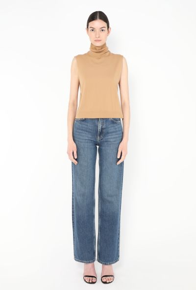 The Row 2022 Piita Turtleneck Vest Top Camel - 2 The Row 2022 Piita Turtleneck Vest Top Camel - 2