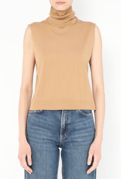 The Row 2022 Piita Turtleneck Vest Top Camel - 1 The Row 2022 Piita Turtleneck Vest Top Camel - 1