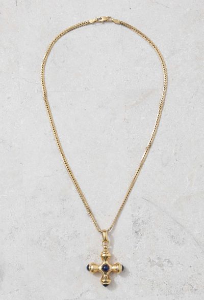                                         18K Sapphire Cross Pendant Necklace -2