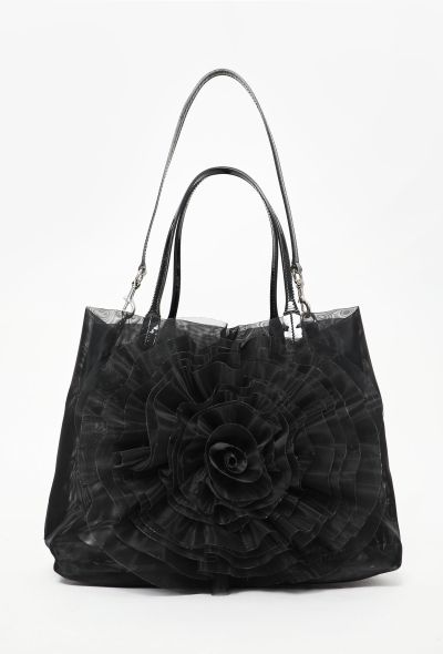 Valentino Black Mesh Floral Tote Bag - 2 Valentino Black Mesh Floral Tote Bag - 2