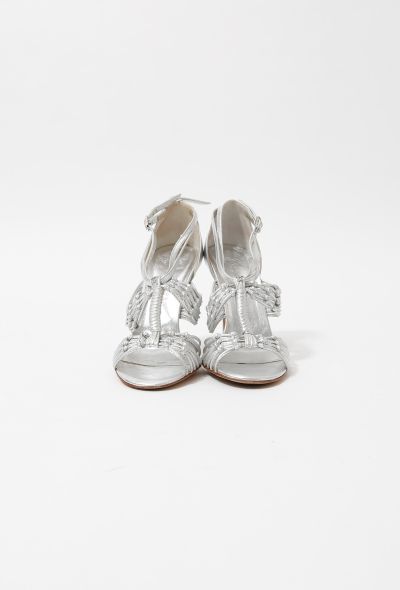 Chanel Silver Strappy Leather Sandals - 2