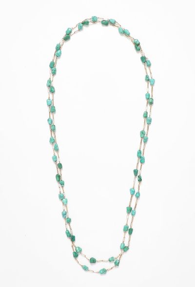 Vintage Fine Jewelry 18k Yellow Gold & Turquoise Sautoir Necklace - 1 Vintage Fine Jewelry 18k Yellow Gold & Turquoise Sautoir Necklace - 1