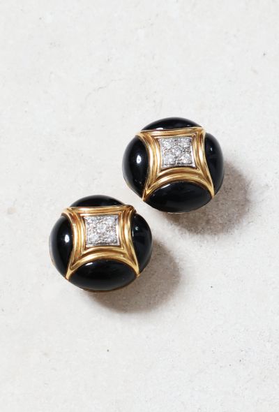 Van Cleef & Arpels Vintage 18K Gold, Onyx & Diamond Clip on Earrings - 2