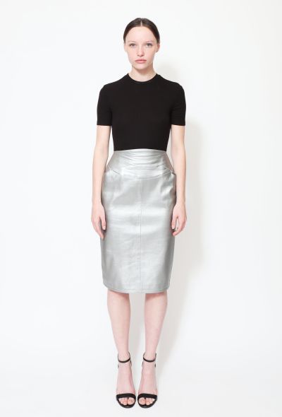                             F/W 1999 Metallic Leather Pencil Skirt - 1