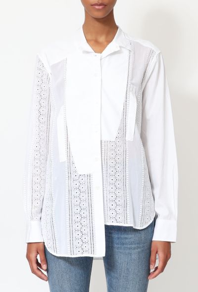                                         Asymmetrical Lace Poplin Shirt -2