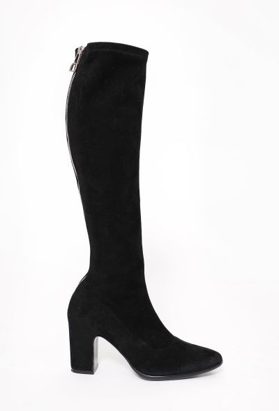 Balenciaga Black Suede Back-Zip Boots - 1