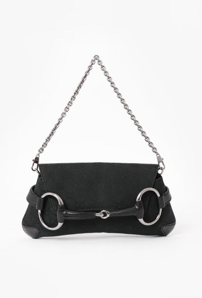 Gucci Black Horsebit Monogram Bag - 1