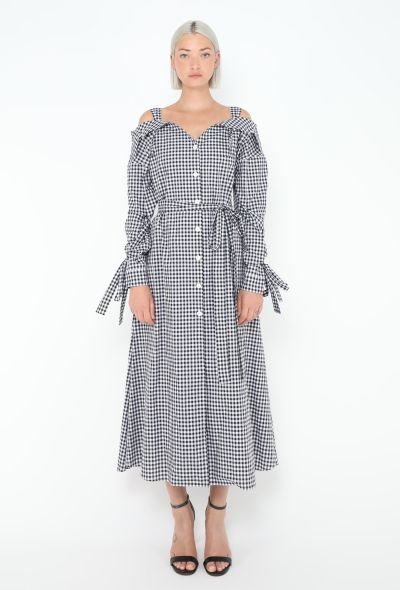 Prada 2018 Off-Shoulder Gingham Dress - 1