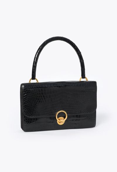 Hermès Vintage Black Porosus Ring Bag - 2 Hermès Vintage Black Porosus Ring Bag - 2