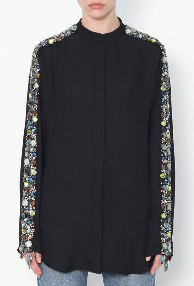 Chloé S/S 2013 Embellished Trim Silk Blouse - 1 Chloé S/S 2013 Embellished Trim Silk Blouse - 1