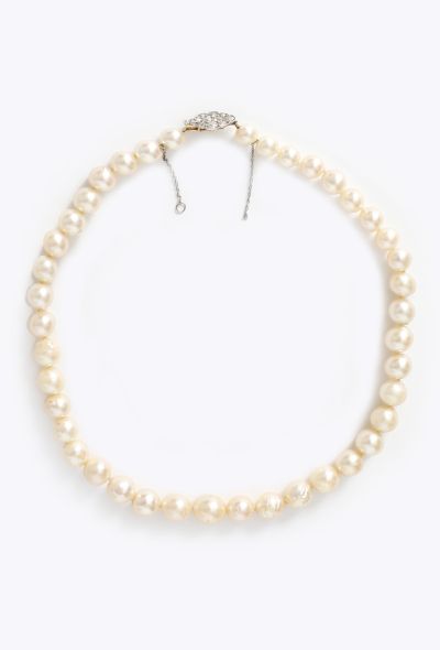 Vintage Fine Jewelry '50s Cultured Pearl Necklace with Diamond Clasp - 1