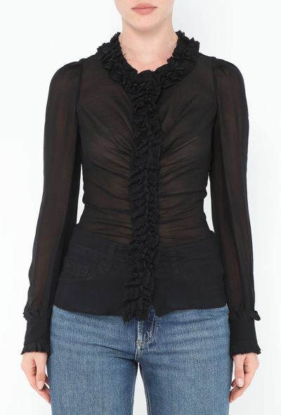 Prada Early 2000s Cinched Ruffle Blouse - 1