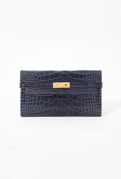 Hermès Bleu Encre Alligator Kelly Classique Wallet - 1