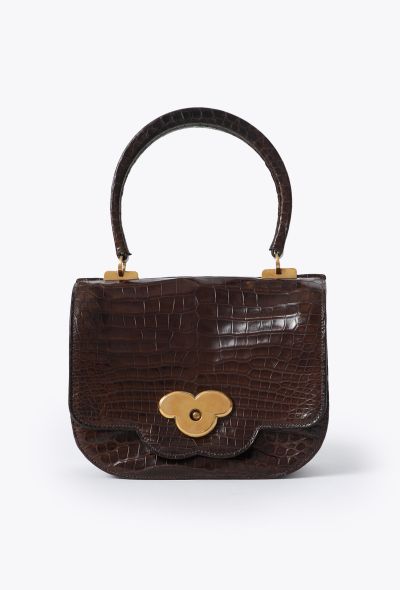 Hermès 1940s Brown Alligator Top Handle Bag - 1 Hermès 1940s Brown Alligator Top Handle Bag - 1