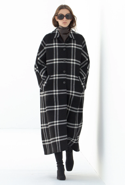                                         F/W 2021 Checkered Wool Coat-2