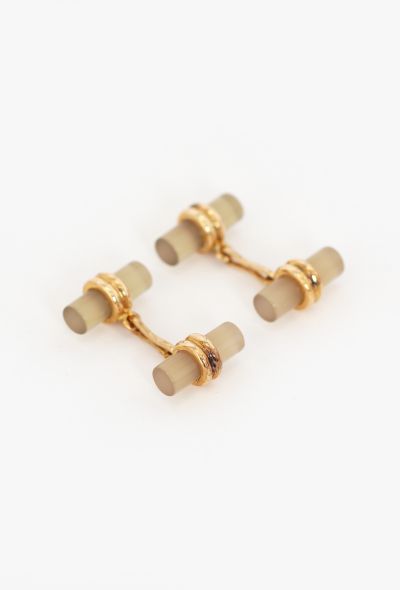 Vintage Fine Jewelry Poiray 18K Gold & Chalcedony Cufflinks - 1