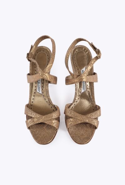Manolo Blahnik Paisley Brocade Wrap Sandals - 2