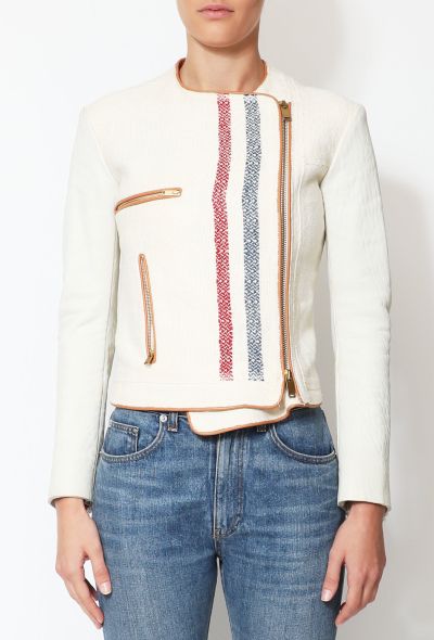 Céline Linen Leather Zip Jacket - 1 Céline Linen Leather Zip Jacket - 1
