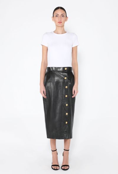 Chanel '80s Lambskin Leather Four Leaf Clover Skirt - 1