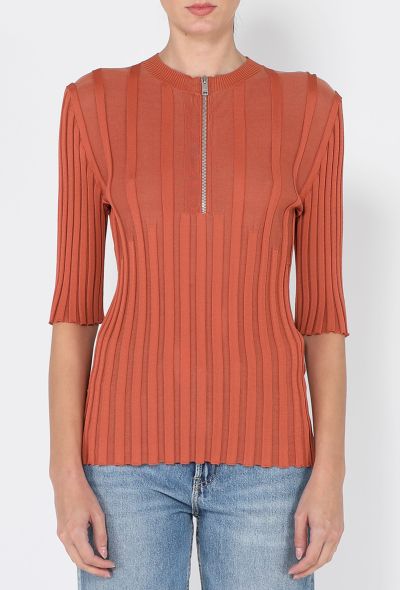 Céline Ribbed Knit Zipper Top, 2016 - 1