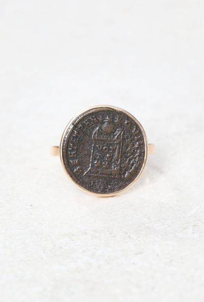                             18k Rose Gold Roman Nummus Coin Ring - 2