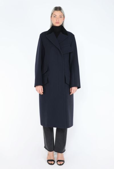Céline 2015 Notched Velvet Trim Coat - 1