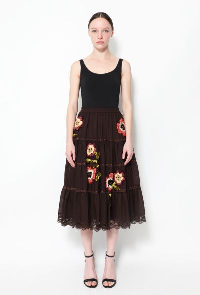                                         Galliano Velvet Embroidered Peasant Skirt-1