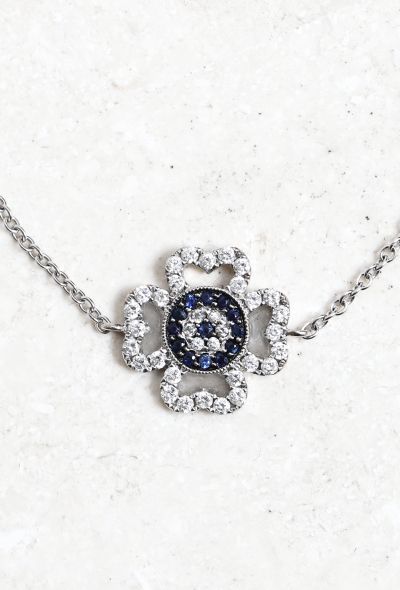 Vintage & Antique 18k Gold, Sapphire & Diamond Flower Bracelet - 2