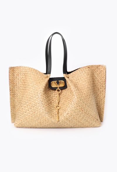 Valentino Raffia Vlogo Escape Tote Bag - 1 Valentino Raffia Vlogo Escape Tote Bag - 1